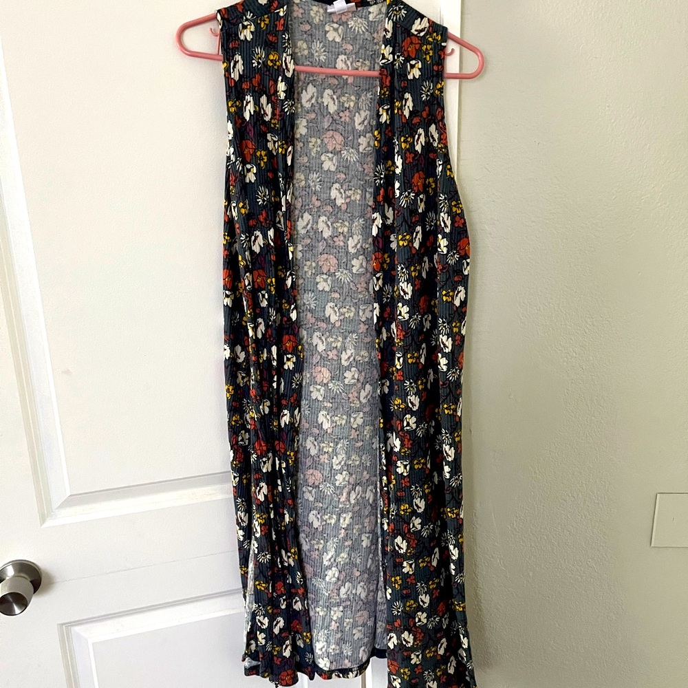 LULA ROE: “Joy” by LulaRoe. Sleeveless, Floral Cardigan
